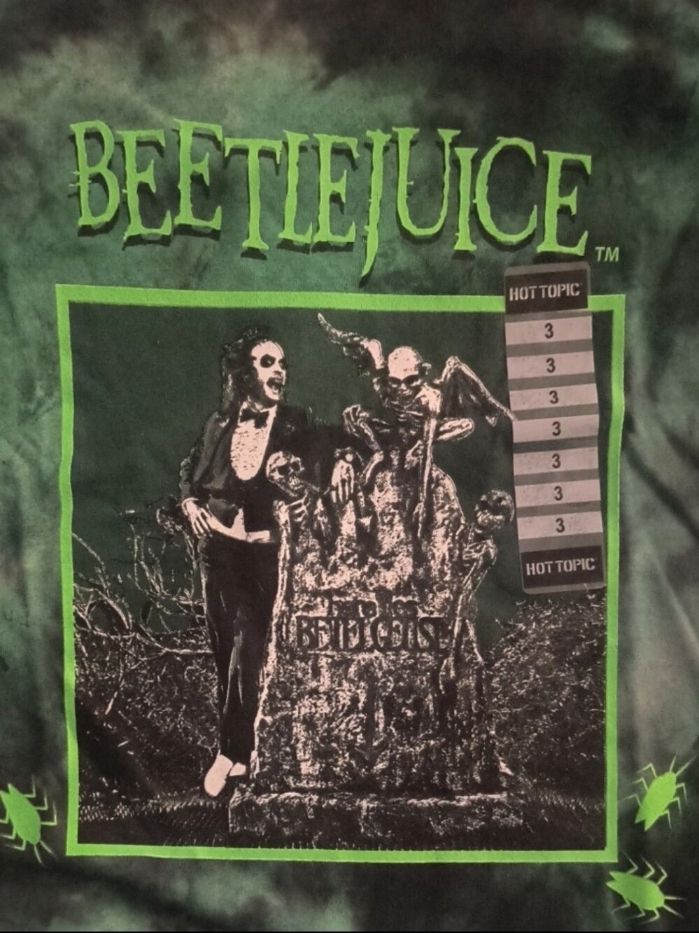 Beetlejuice Tombstone Green Tie-Dye Plus Size Crop T-Shirt Size 3 X